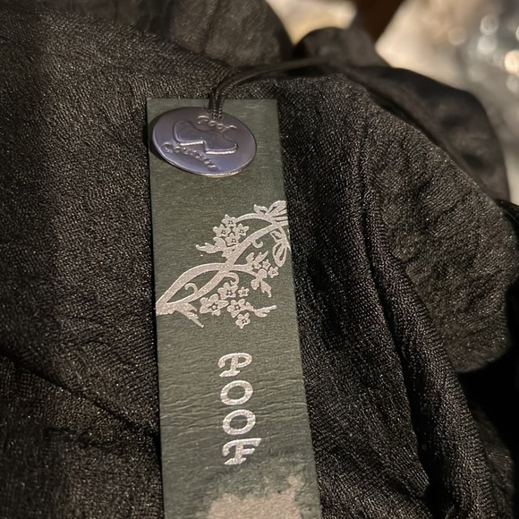 Poof Couture Black Dress Sheer Neckline Large MWT - Picture 10 of 11